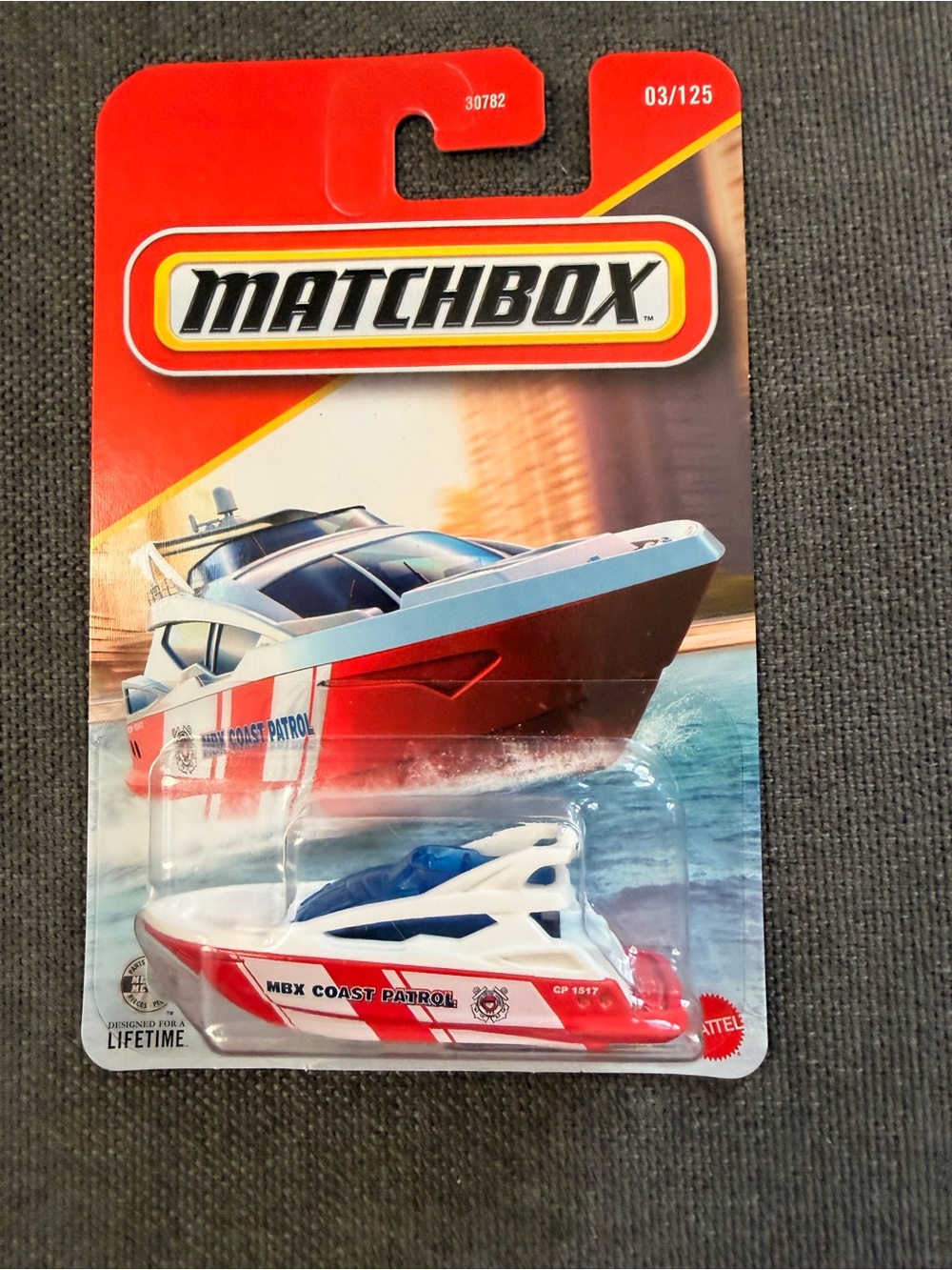 Matchbox Red & White MBX Coast Patrol Rescue Boat